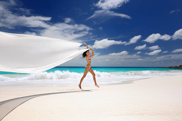 istock Paradise Beach, Beautiful Woman Dancing (XXXL) 154962218
