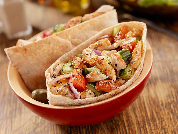 Pita Pocket with Grilled Chicken  pita bread stock pictures, royalty-free photos & images
