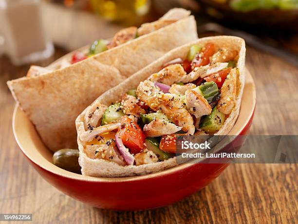 Pita Pocket With Grilled Chicken Stock Photo - Download Image Now - Pita Bread, Chicken Meat, Pocket