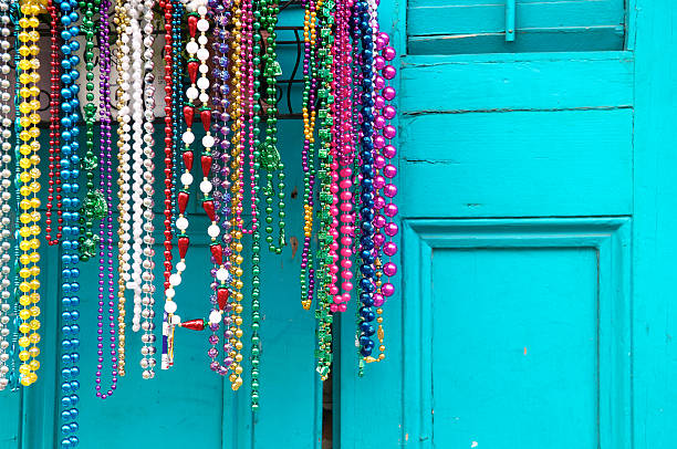 Mardi Gras Beads in New Orleans  new orleans mardi gras stock pictures, royalty-free photos & images