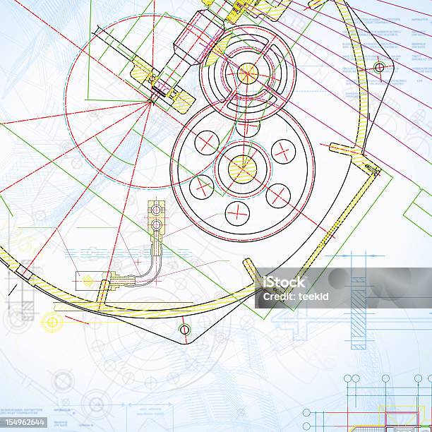 Photo libre de droit de Moteur Blueprint Colorées Lindustrie Pour Documents banque d'images et plus d'images libres de droit de Abstrait