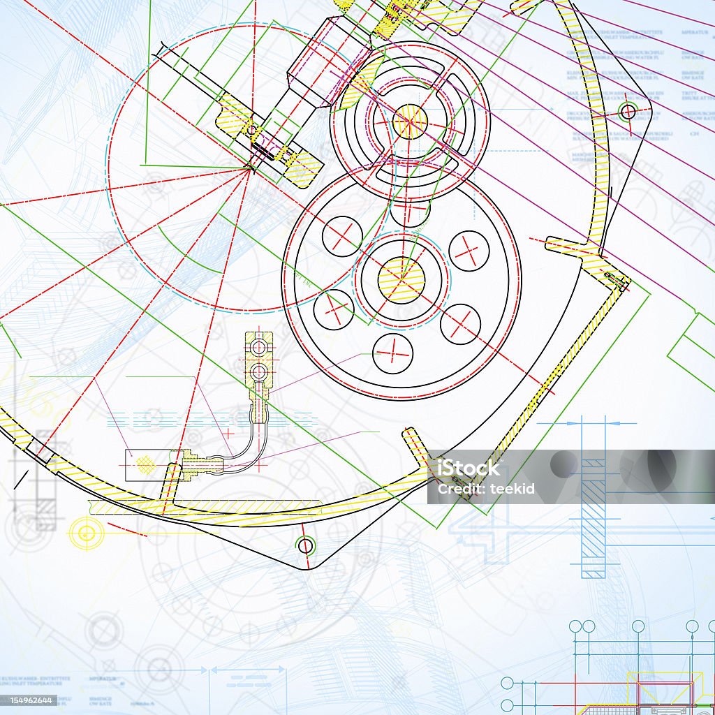 エンジン設計図-カラフルな業界記録書類 - 抽象的のロイヤリティフリーストックフォト