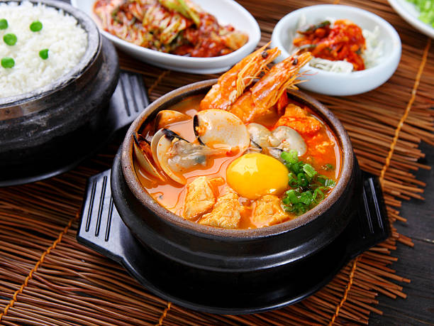 Seafood Tofu Stew  banchan stock pictures, royalty-free photos & images