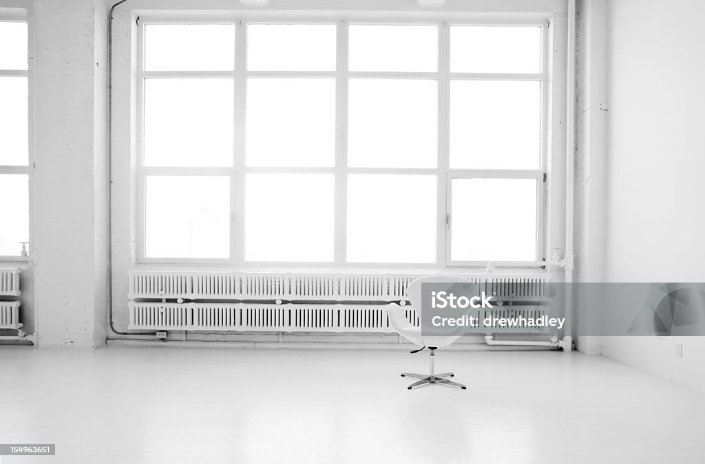 Moderne weiß Wohnzimmer Loft - Lizenzfrei Schwarzweiß-Bild Stock-Foto