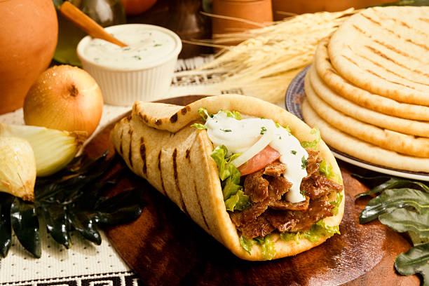 gyros pita  greek food stock pictures, royalty-free photos & images