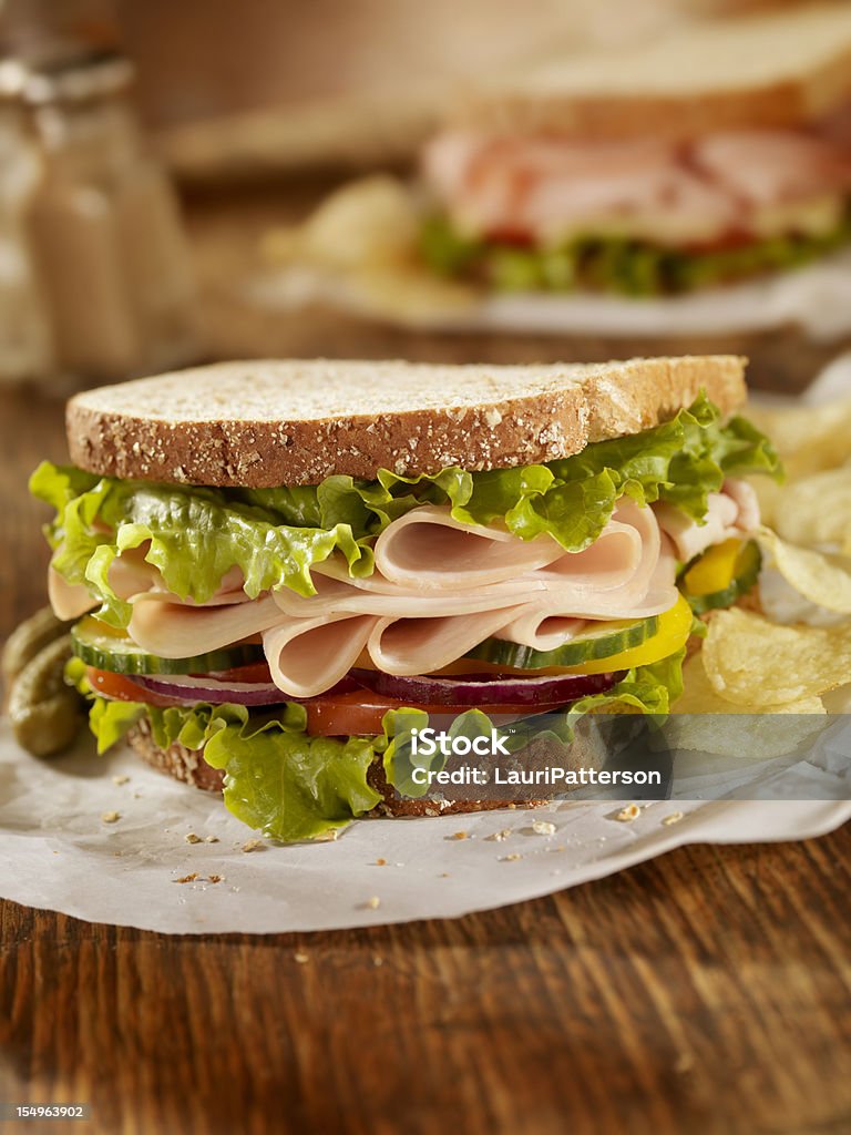 Smoked Turkey Sandwich  Lettuce Stock Photo