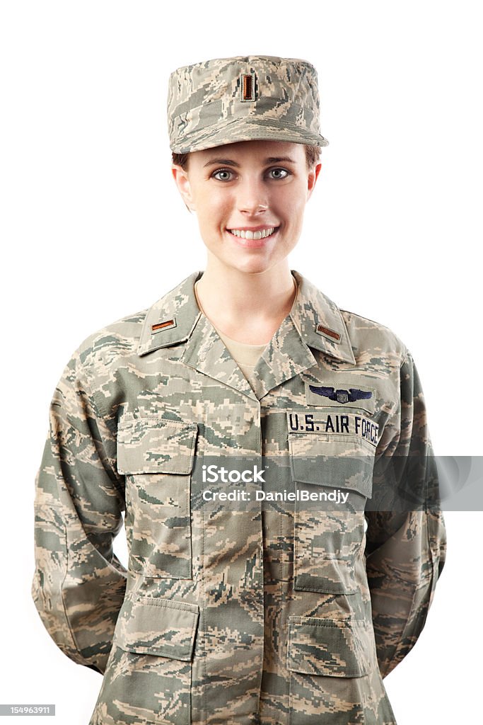 La Fuerza Aérea de los Estados Unidos serie: American Airwoman sonriente - Foto de stock de Ejército del Aire libre de derechos