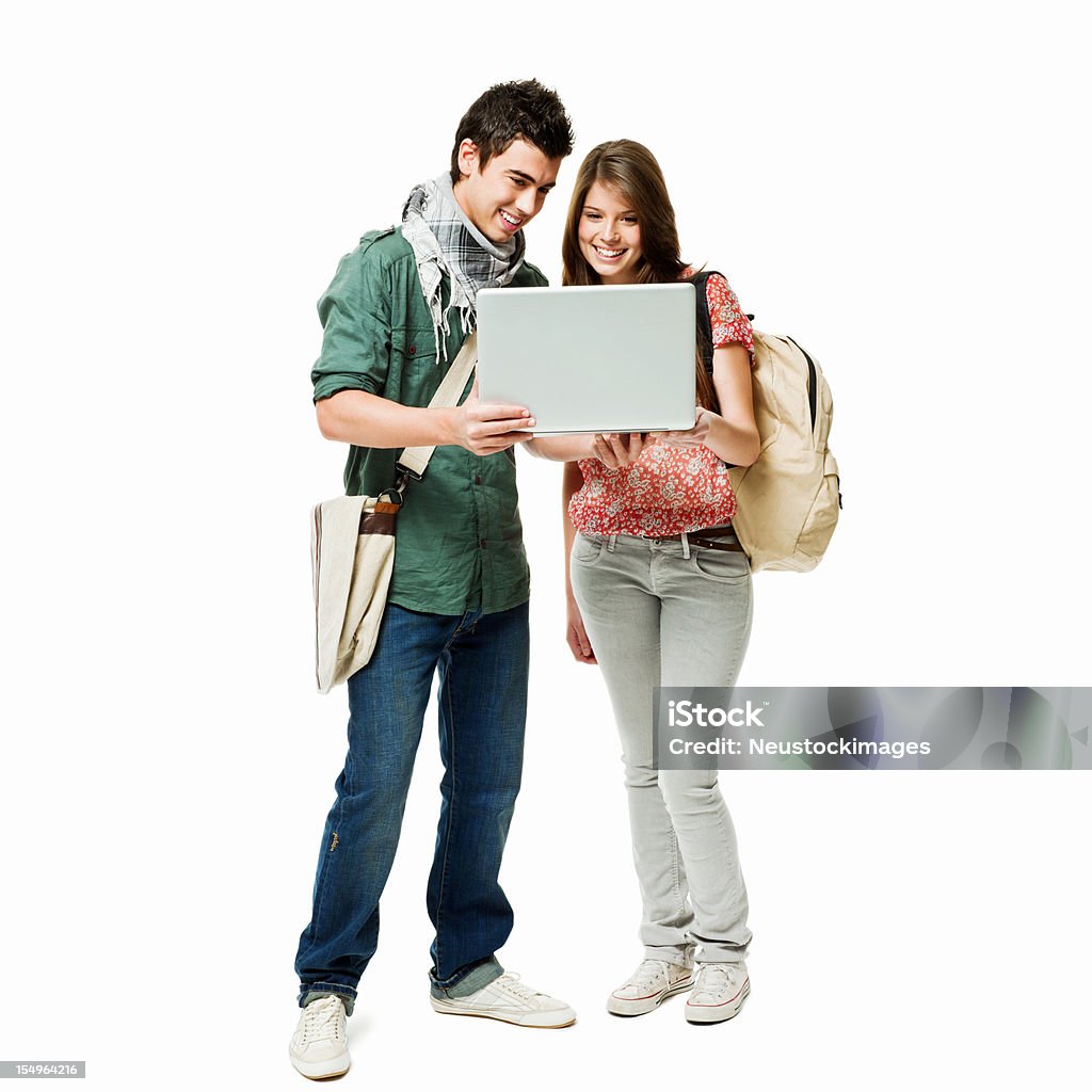Estudantes a olhar para um computador portátil-isolada - Royalty-free Pessoa a Estudar Foto de stock