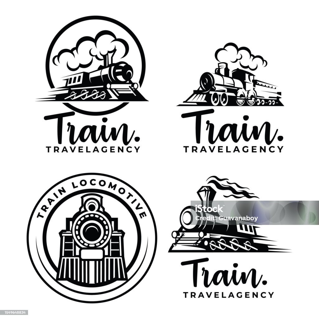 Retro Locomotive Logo Design Bundle Stock Illustration - Download Image ...