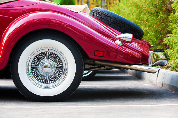 back part of beautiful red vintage car