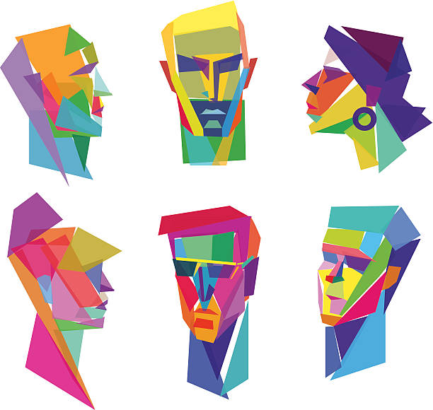 Colorful faces of people Vector Illustration of colorful human faces with transparency in eps 10 target market illustrations stock illustrations