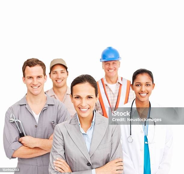 Sorridenti Persone Di Varie Professioniisolato - Fotografie stock e altre immagini di Occupazioni varie - Occupazioni varie, Gruppo di persone, Persone