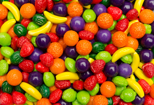 Multicolor fruit candies background