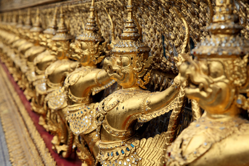 Golden Guardian Statues in King Palace in Bangkok-Thailand