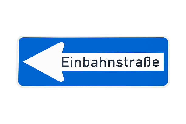German One Way traffic sign - Einbahnstrasse  one way stock pictures, royalty-free photos & images