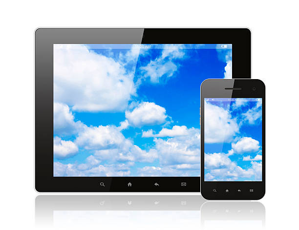 istock Tablet PC and smart phone with blue sky 154967165