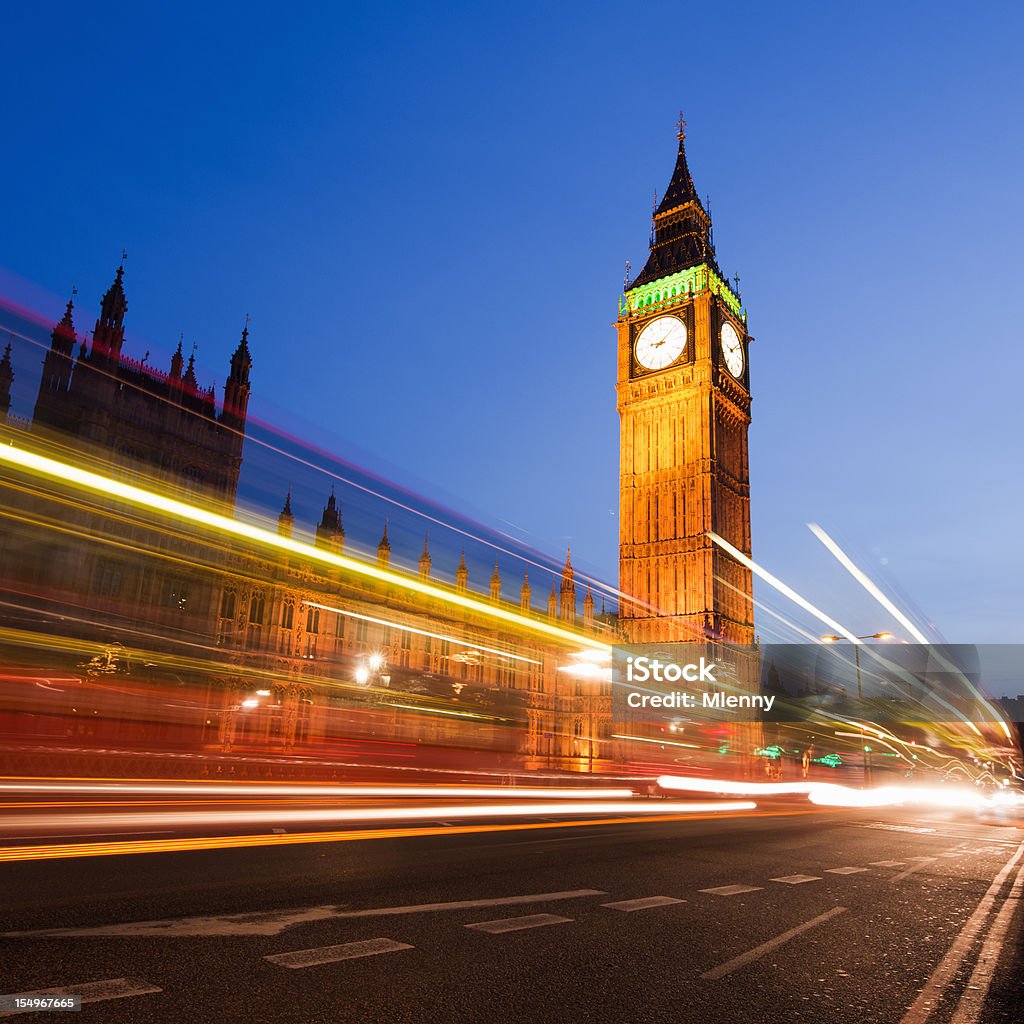 Big Ben e casas do Pariament em Londres à noite - Royalty-free Anoitecer Foto de stock