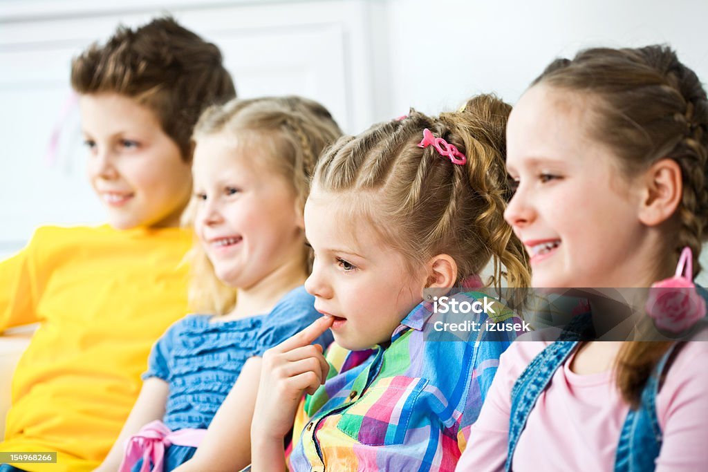 Children watching TV  6-7 Years Stock Photo