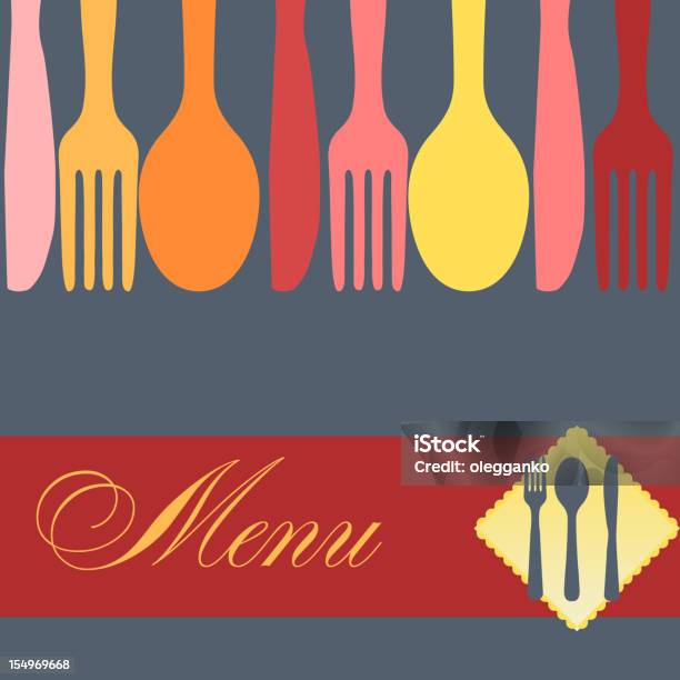 Modelo De Menu De Restaurante Ilustração Vetorial - Arte vetorial de stock e mais imagens de Faca - Talheres