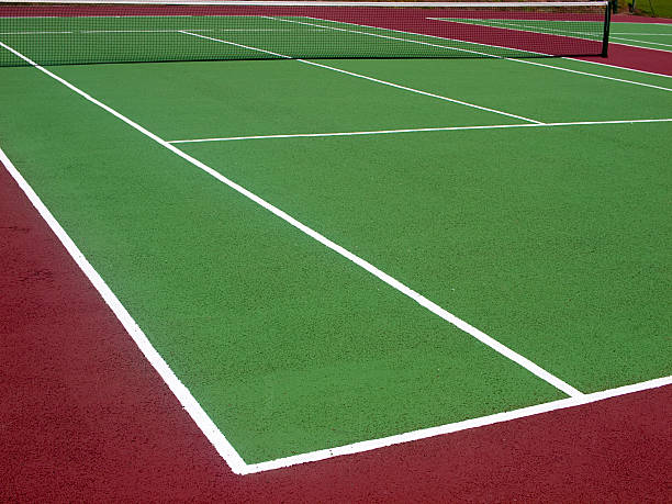 istock Empty green tennis court with net 154969793