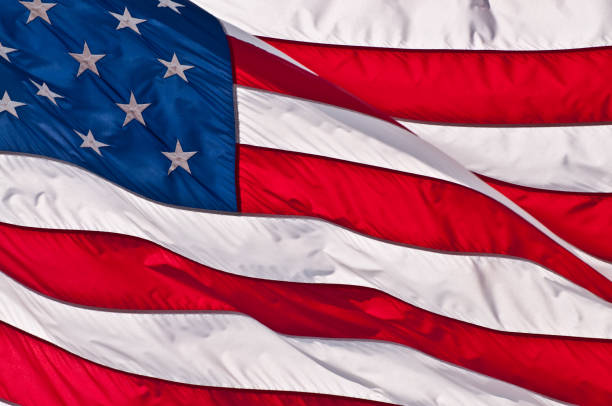 istock Waving Silk American Flag Close up 154971827