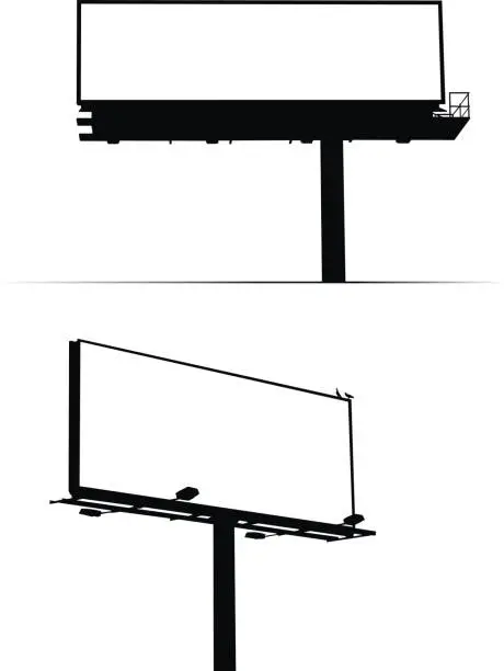 Vector illustration of Blank billboard signs against white background