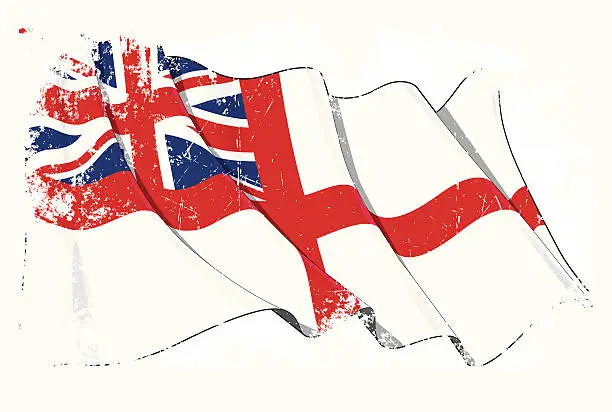 Vector illustration of UK Naval Ensign Flag Grunge