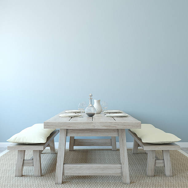 istock Old style wooden table dining room 154972884