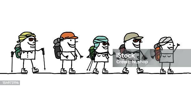 Hiking Group In The Desert Stock Illustration - Download Image Now - Hiking Boot, Hiking, Illustration