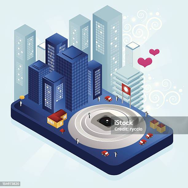 Compact Cam City Stock Illustration - Download Image Now - Architecture, Blue, Building Exterior