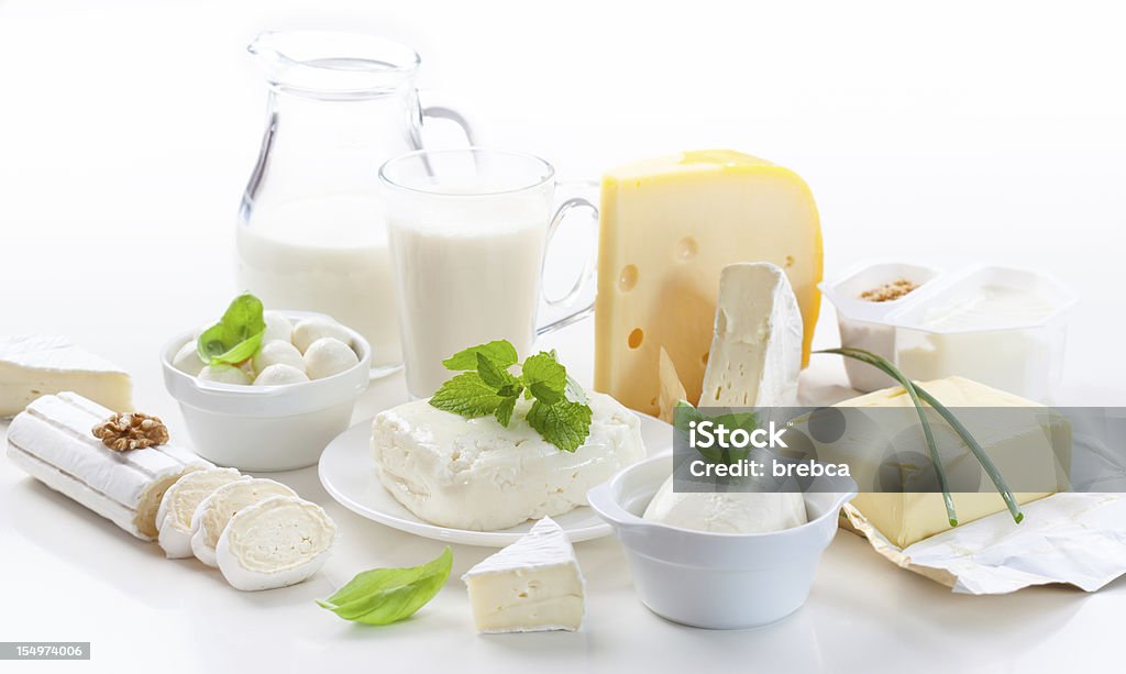 Variedade de produtos lácteos - Foto de stock de Laticínio royalty-free