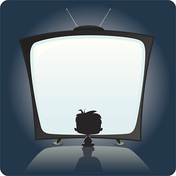 illustrazioni stock, clip art, cartoni animati e icone di tendenza di bambino guardando la tv - little boys television watching the media