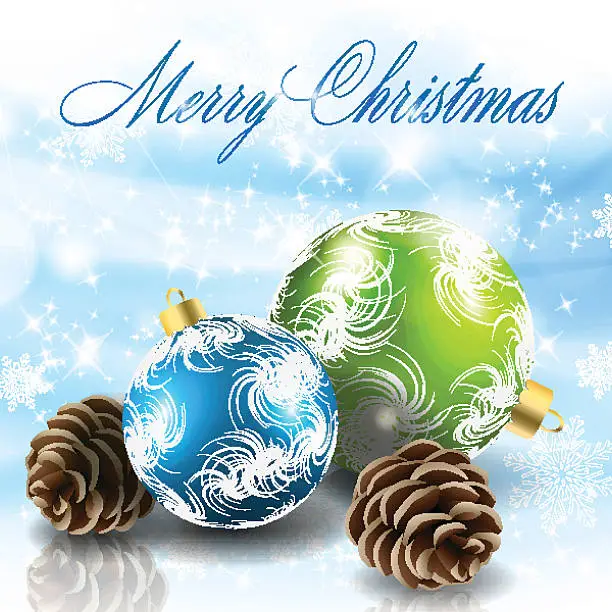 Vector illustration of Christmas balls on blue background