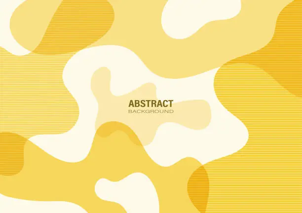 Vector illustration of Abstract yellow organic shapes and curves on a pastel background.