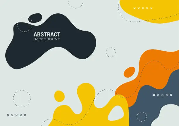 Vector illustration of Abstract organic shapes and curves on gray background.