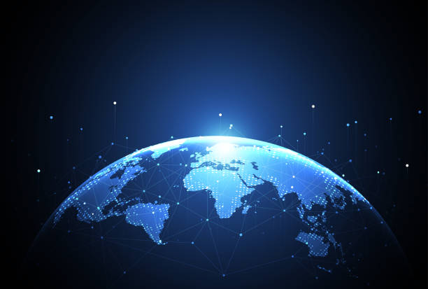 istock Global network connection. World map point and line composition concept of global business. Vector Illustration 1549907128