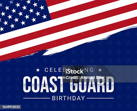 istock United States Coast Guard Birthday with United States national flag, brush stroke and typography 1549913032