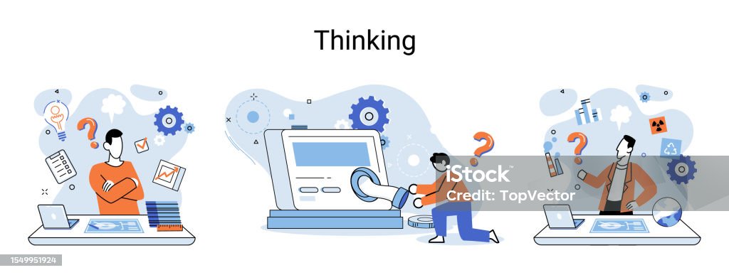Problem Thinkin Image Problem Solving Concept Man Wondering Or Thinking Planning Or Pondering ...