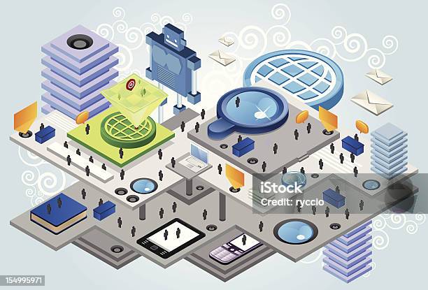Busy Fantasy Research Center Stock Illustration - Download Image Now - City, Forecasting, Futuristic