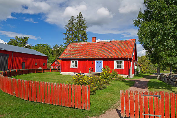 istock Traditional red Swedish cottage house 154996486