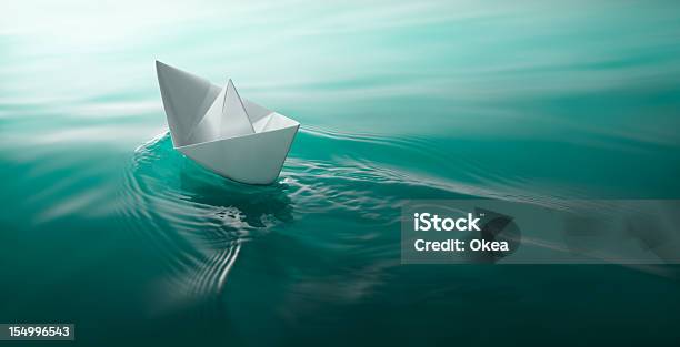 Paper Boat Sailing Stock Photo - Download Image Now - Paper Boat, Water, Nautical Vessel