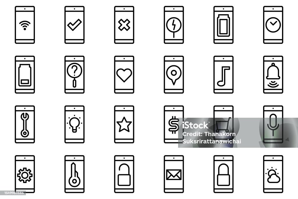 Basic Mobile Vector Mobile Vector Set Stock Illustration - Download Image Now - Business ...