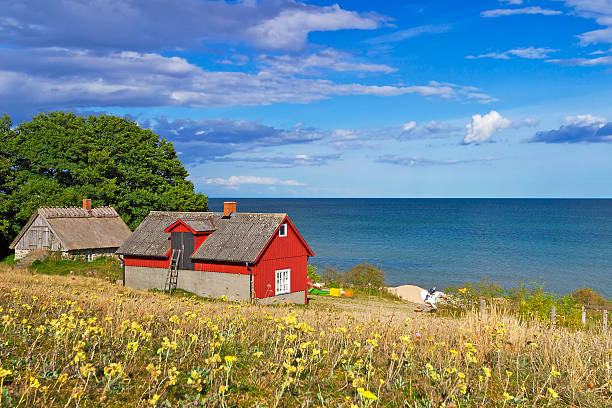 istock Traditional red Swedish cottage house 154998581