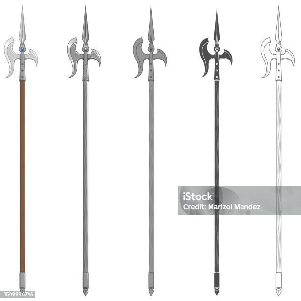 Halbarde Halberd Medieval Horned Weapon Stock Illustration - Download Image Now ...