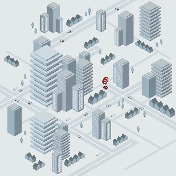 Vector illustration of Isometric virtual city