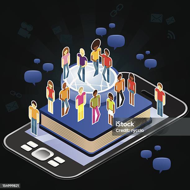 Ilustración de Red Social A La Fiesta En Una Próxima Generación De Teléfono y más Vectores Libres de Derechos de Acontecimiento
