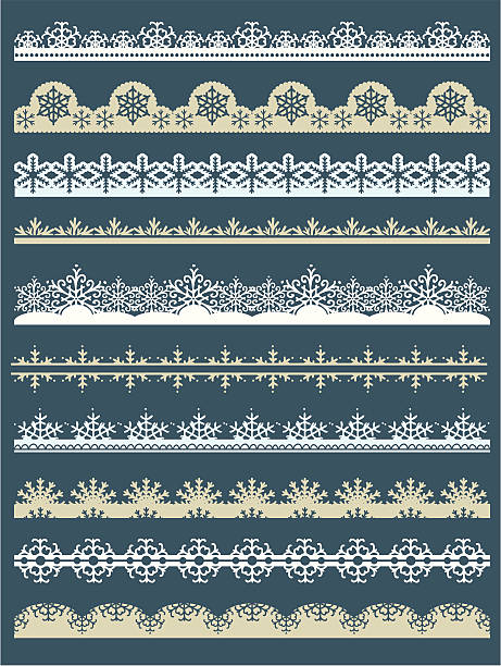 satz der spitze papier für weihnachten - lace seamless vector silhouette stock-grafiken, -clipart, -cartoons und -symbole