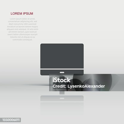 istock Computer monitor icon. Vector illustration on isolated background. Business concept tv monitor pictogram. 1550006011