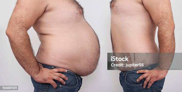 Fat And Slim Man Stock Photo - Download Image Now - Before and After, Dieting, Men