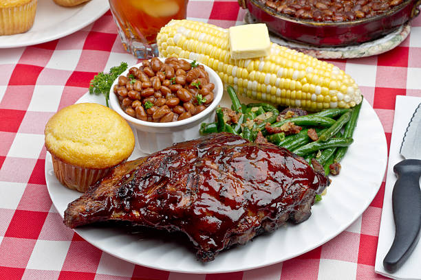 istock Baby Back Pork Ribs, Baked Beans, Corn on the Cob 155003461